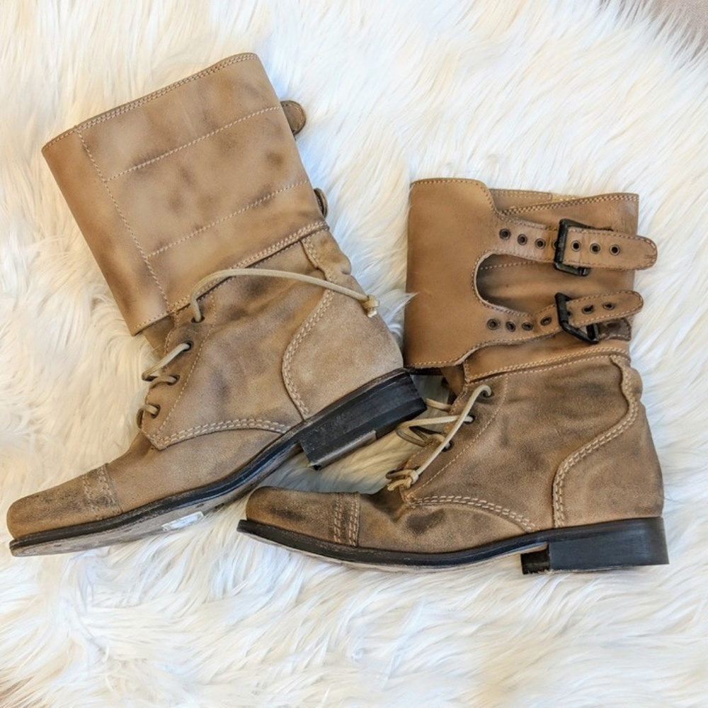 All Saints Damisi Stone Military Combat Boots sz 7